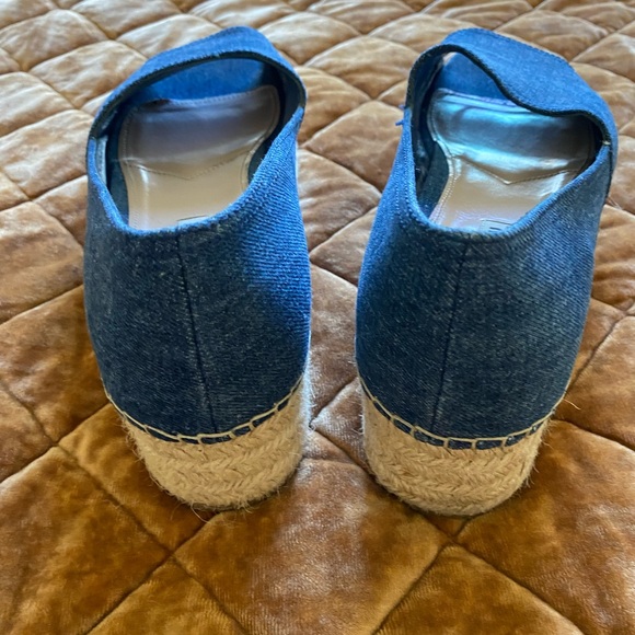 Miu Miu Pre Loved Miui Miu Peeptoe Platform Espadrilles in Blue Denim Heels - Picture 4 of 5